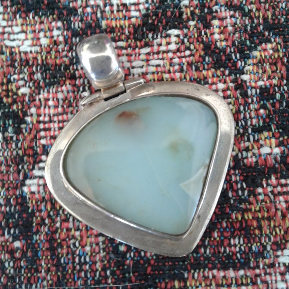 Vintage Chrysoprase stone pendant stamped 950